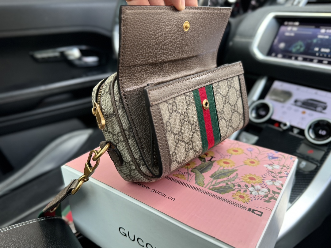 G-G Ophidia double G logo detachable shoulder strap canvas patchwork leather shoulder bag mini ladies