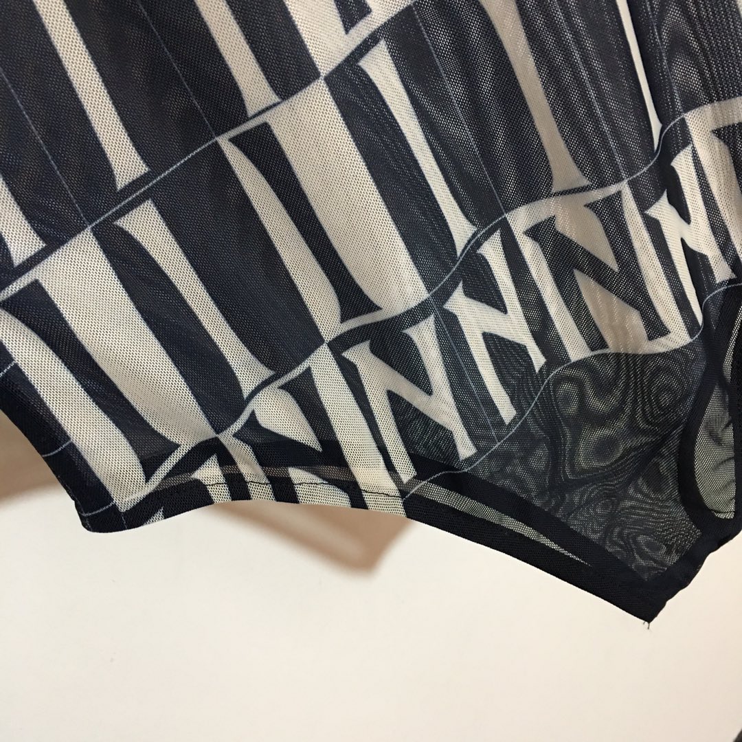 V-NO The new contrast letter printed mesh breathable slim slim one-piece tights Bodysuit,