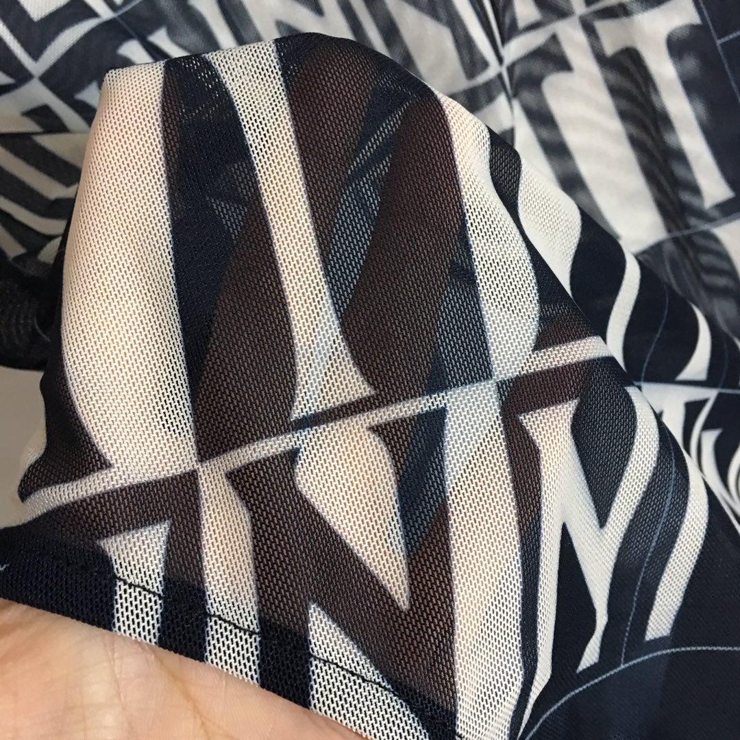 V-NO The new contrast letter printed mesh breathable slim slim one-piece tights Bodysuit,