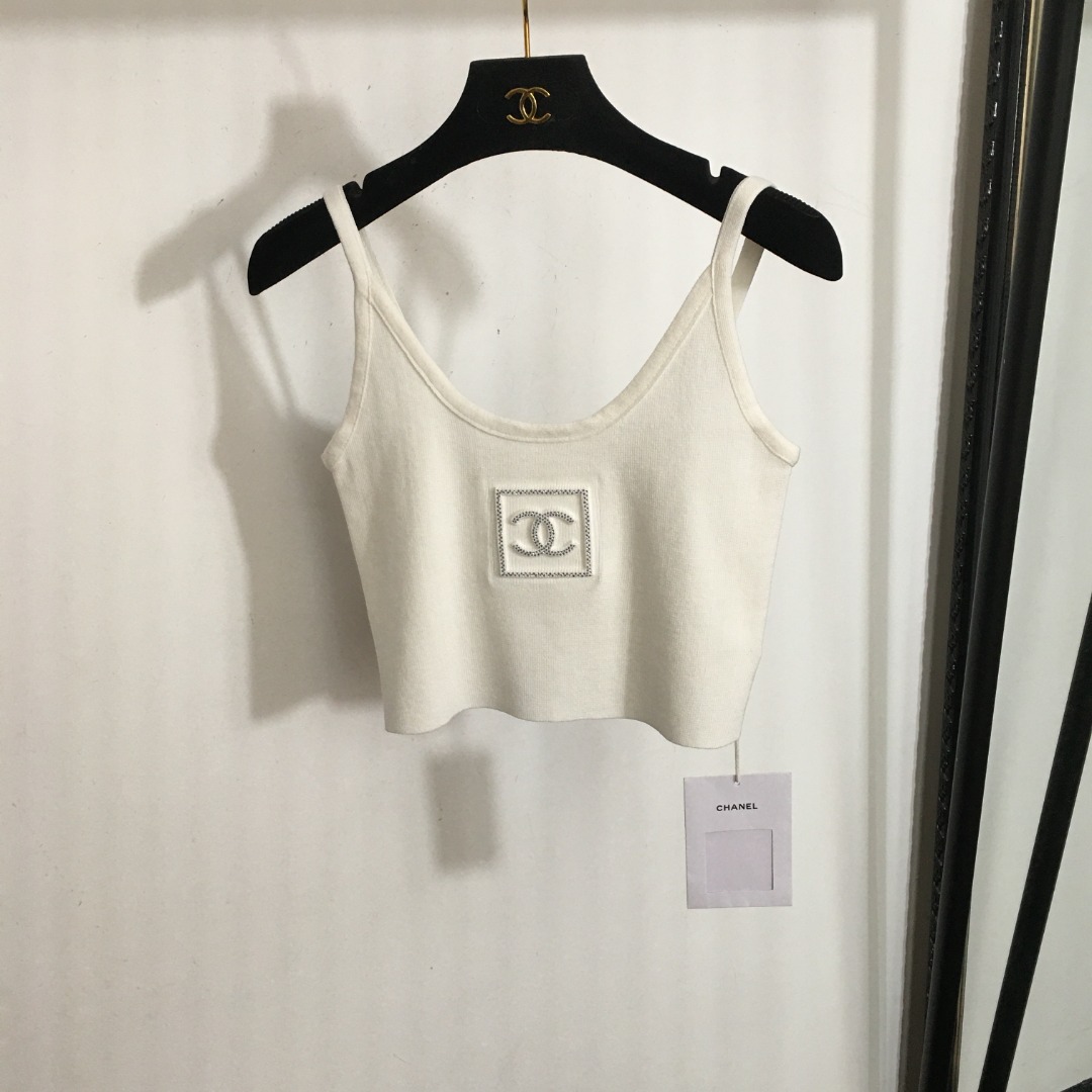 C-L New stereo logo rhinestone knitted camisole