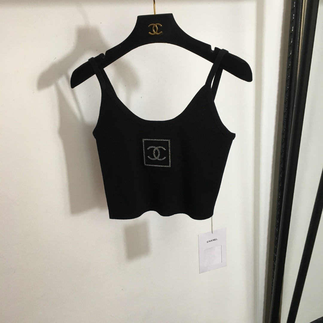 C-L New stereo logo rhinestone knitted camisole