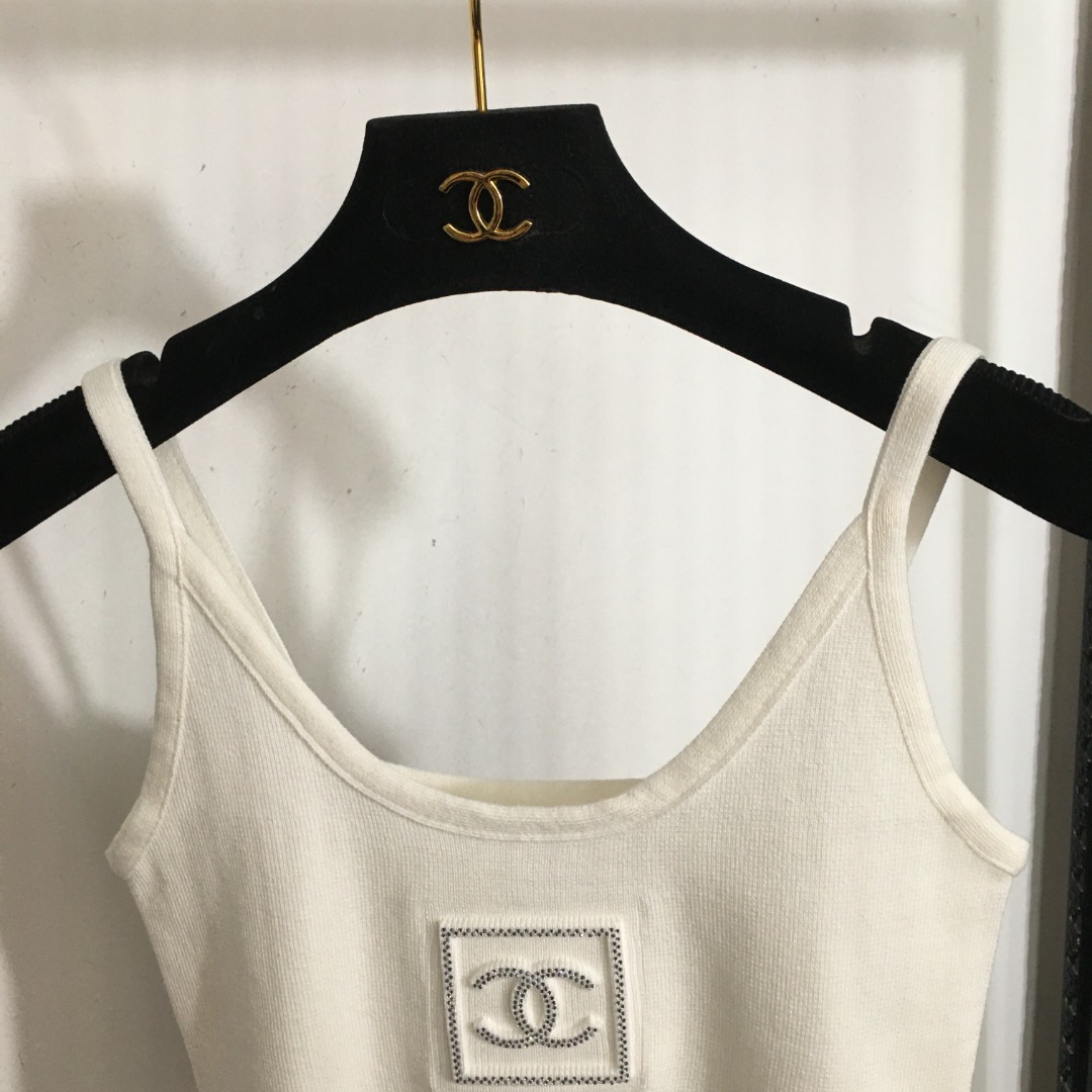 C-L New stereo logo rhinestone knitted camisole