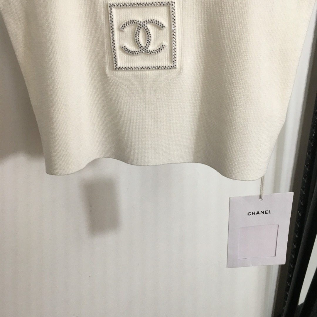 C-L New stereo logo rhinestone knitted camisole