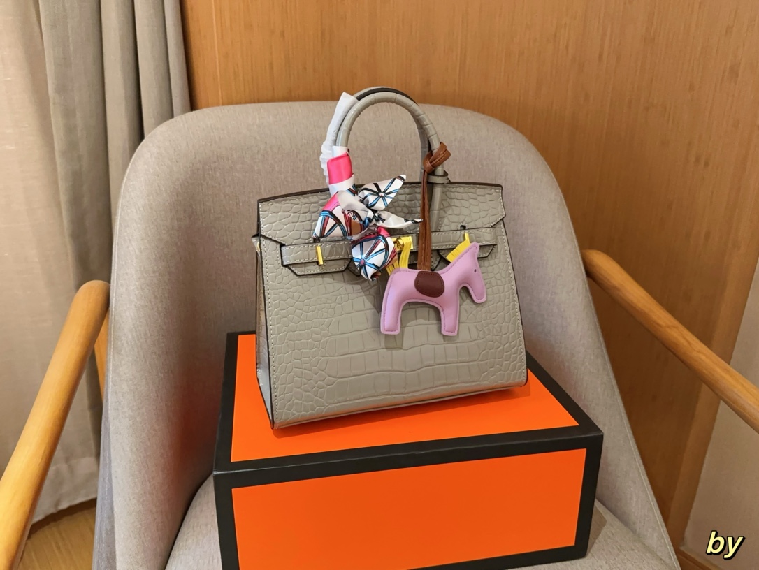 H-S Crocodile birkin25 platinum bag Size 25×20×13