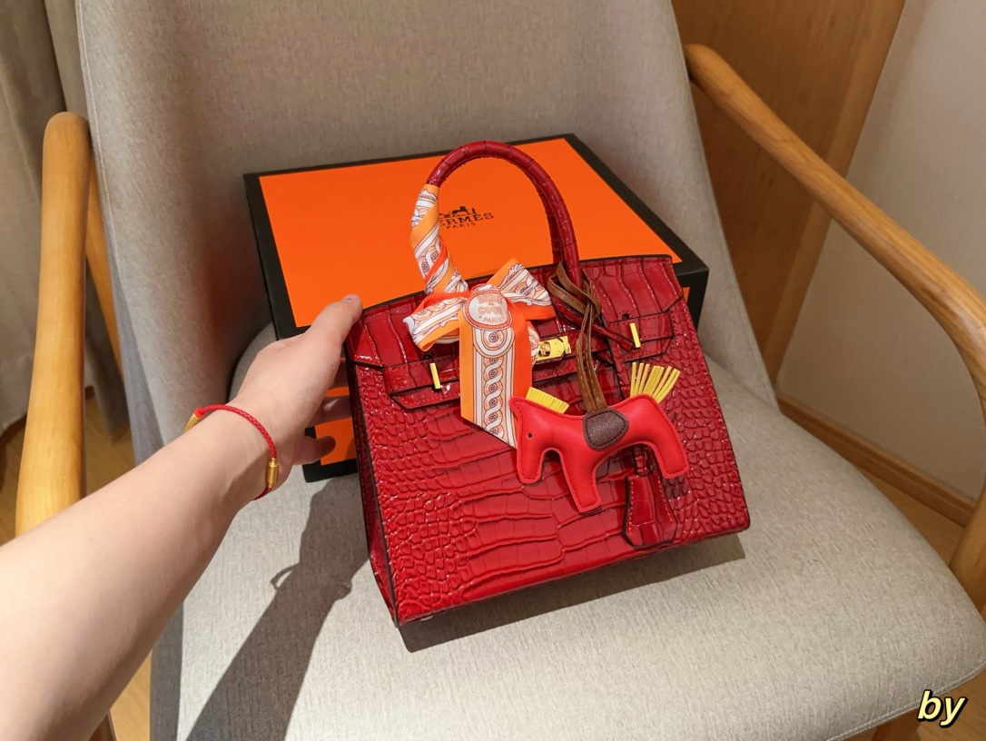 H-S Crocodile birkin25 platinum bag Size 25×20×13