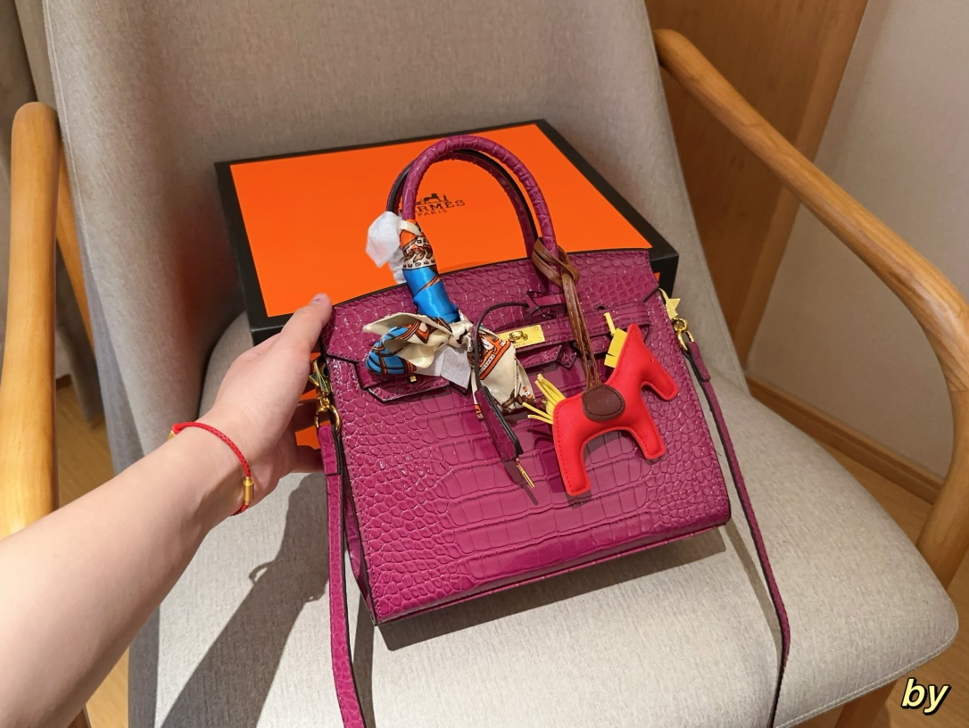 H-S Crocodile birkin25 platinum bag Size 25×20×13