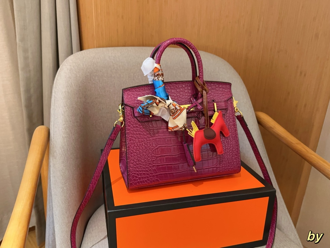 H-S Crocodile birkin25 platinum bag Size 25×20×13