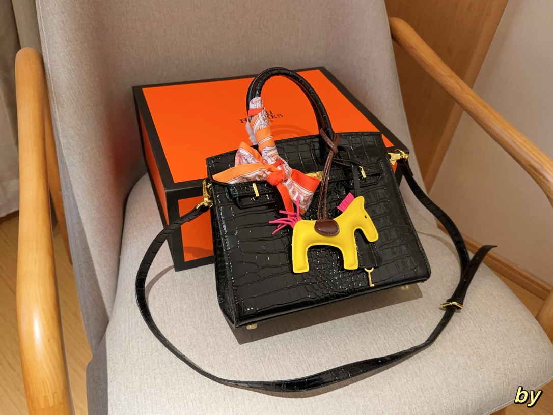 H-S Crocodile birkin25 platinum bag Size 25×20×13