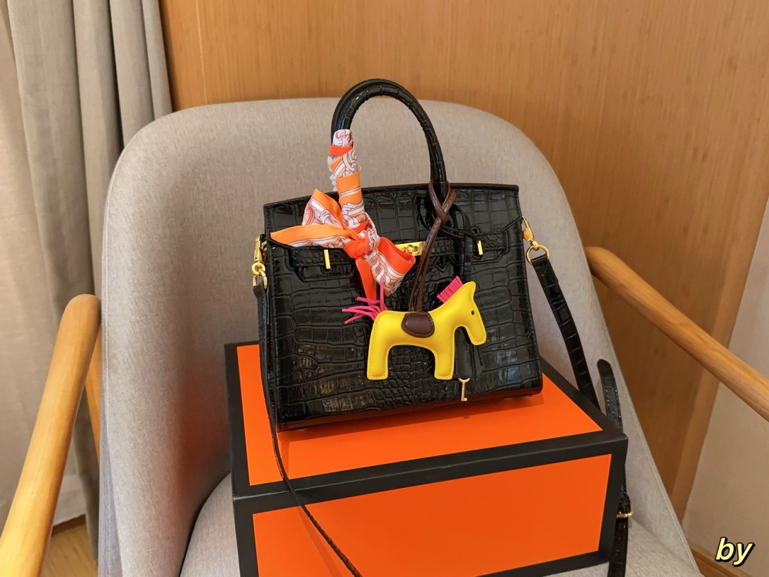 H-S Crocodile birkin25 platinum bag Size 25×20×13