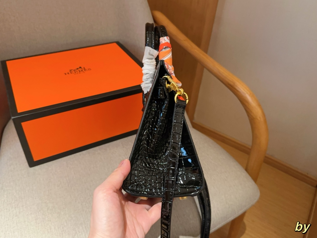 H-S Crocodile birkin25 platinum bag Size 25×20×13