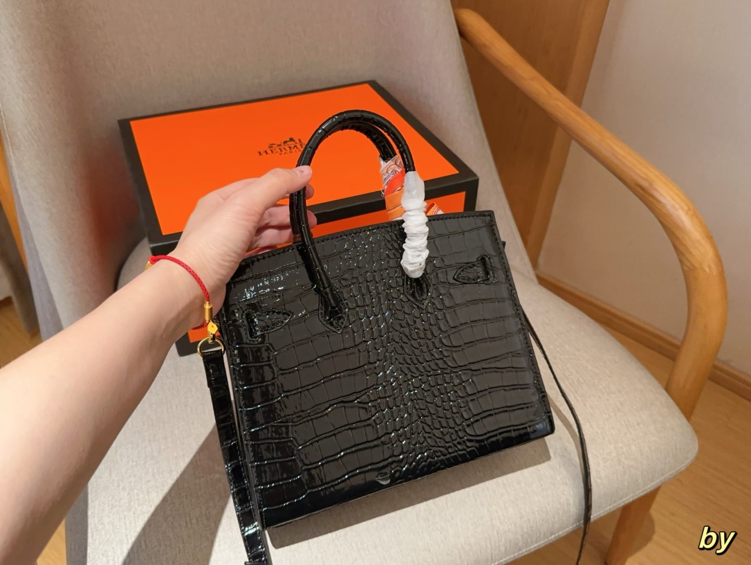H-S Crocodile birkin25 platinum bag Size 25×20×13