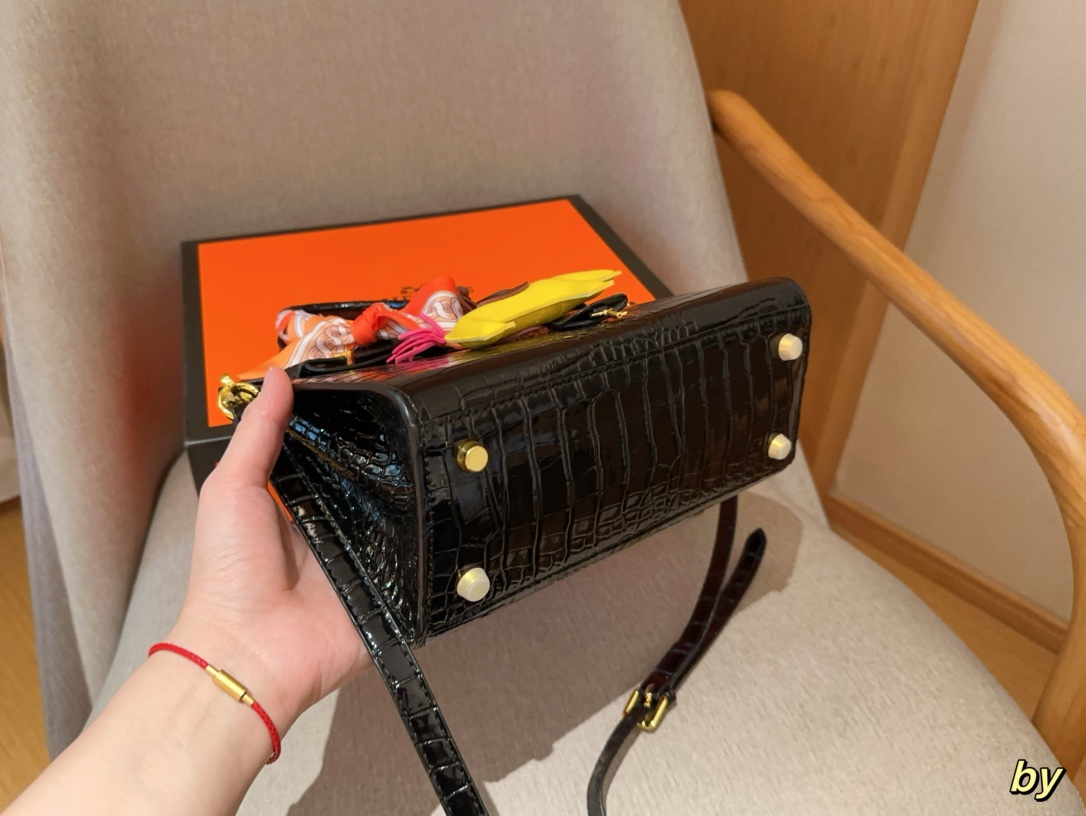 H-S Crocodile birkin25 platinum bag Size 25×20×13