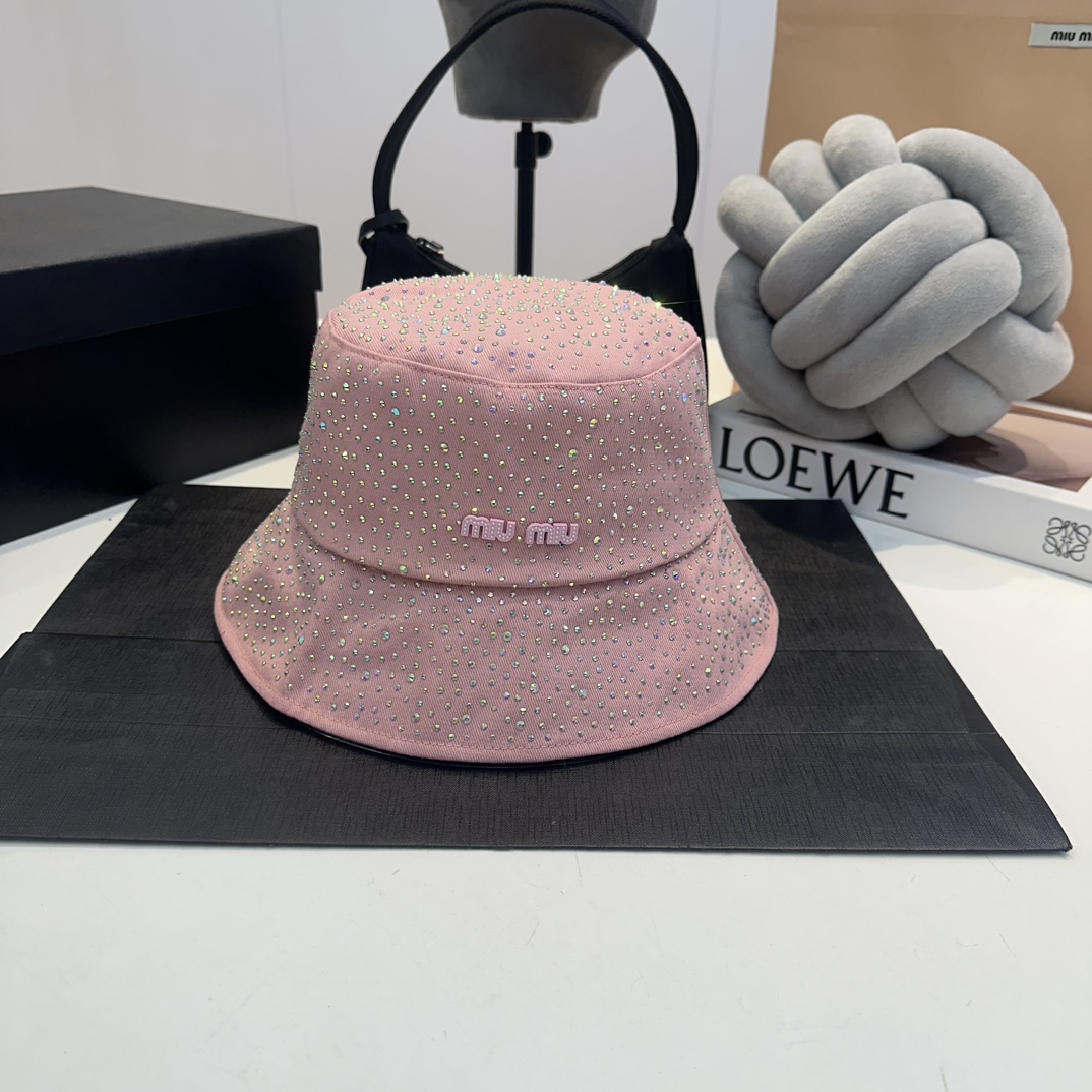 MIU New fisherman's hat, pure cotton fabric, official new style, exclusive custom cloth hat, head circumference 57cm.