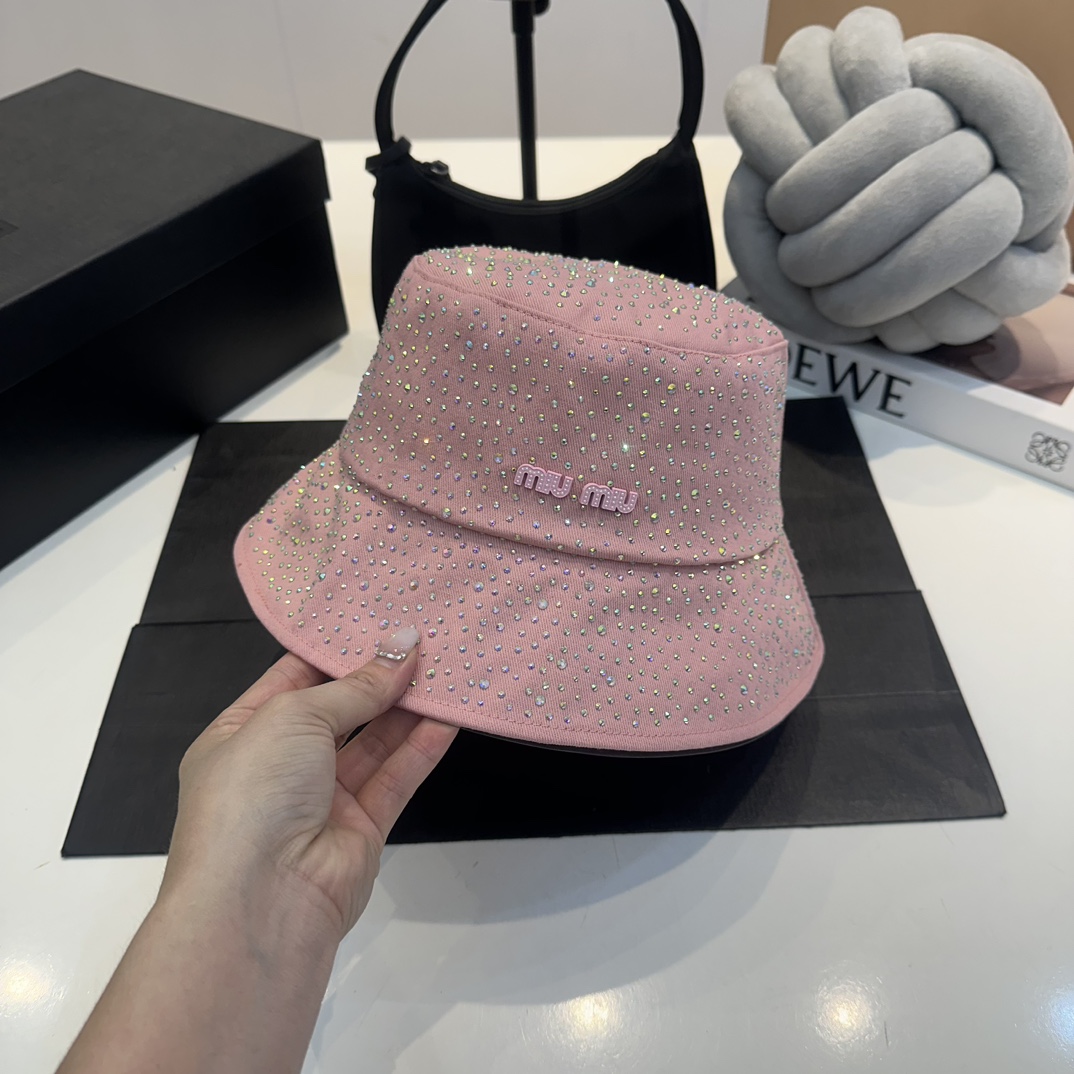 MIU New fisherman's hat, pure cotton fabric, official new style, exclusive custom cloth hat, head circumference 57cm.