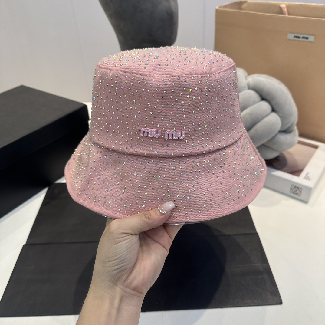 MIU New fisherman's hat, pure cotton fabric, official new style, exclusive custom cloth hat, head circumference 57cm.