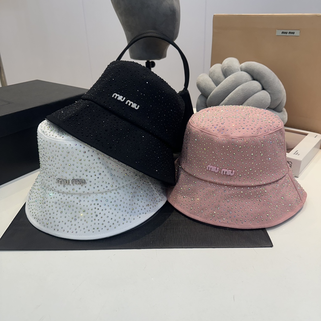 MIU New fisherman's hat, pure cotton fabric, official new style, exclusive custom cloth hat, head circumference 57cm.