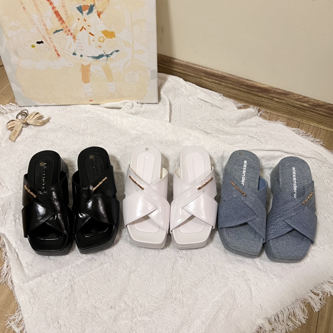 A-W Letter bow-shaped thick-soled cross sandals