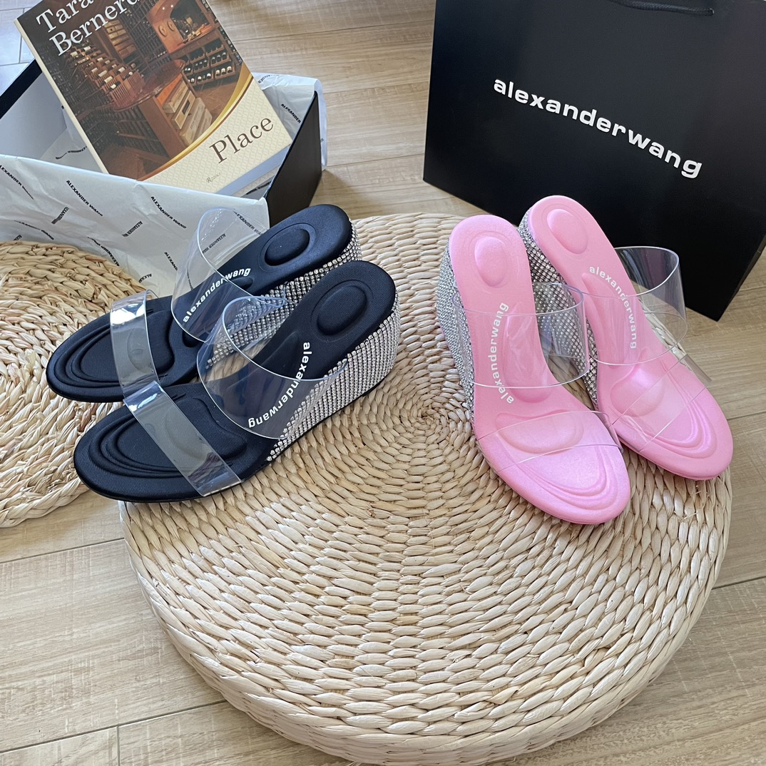 A-W Rhinestone wedge sandals