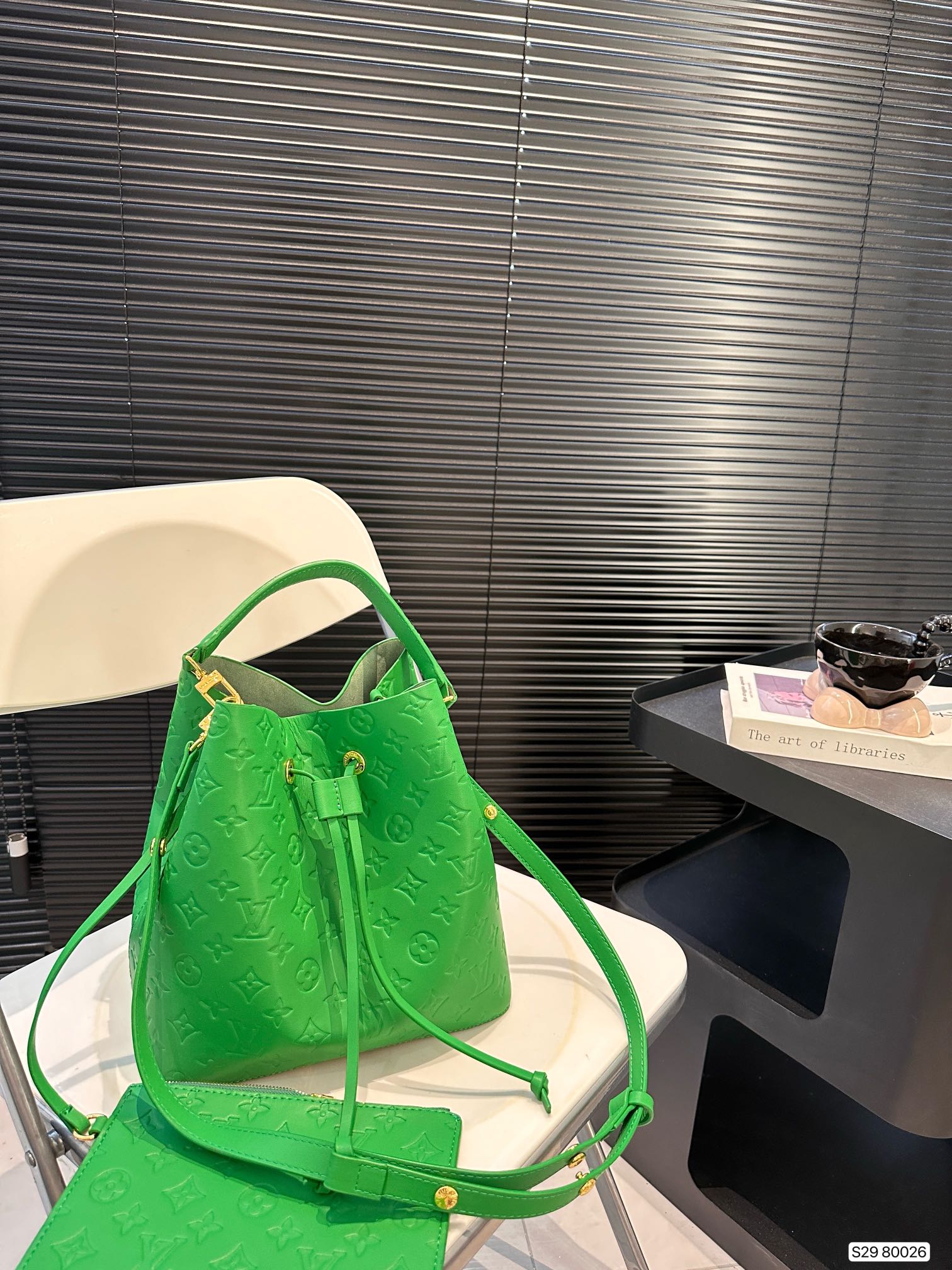 L-V Embossed bucket bag