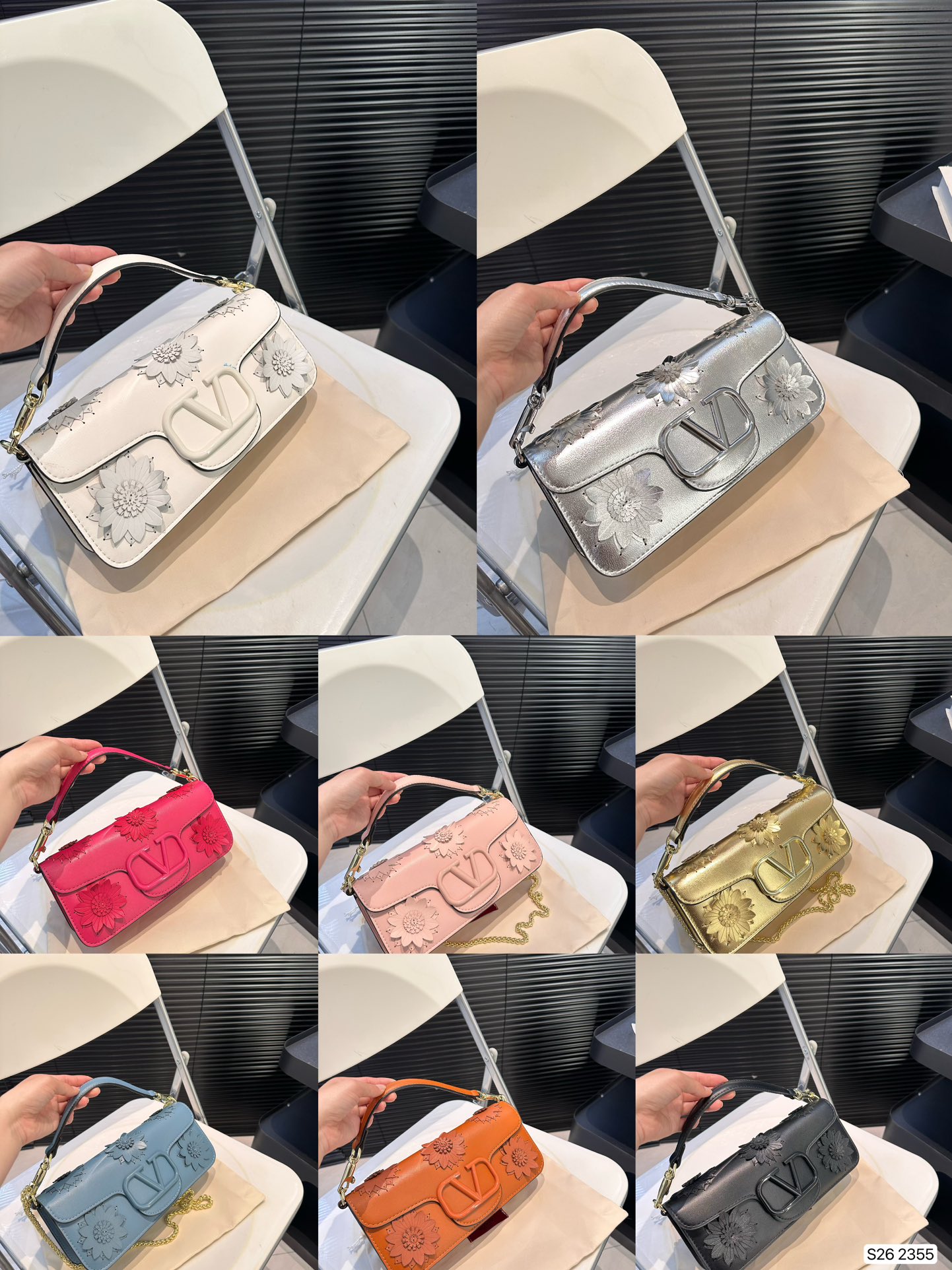 V-NO Three-dimensional flower shoulder bag