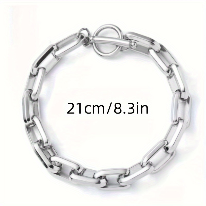 Edgy Rectangular Titanium Steel Punk Hip-Hop Style Interlocking Bracelet - Durable, Hypoallergenic, and Water-Resistant for Daily Wear