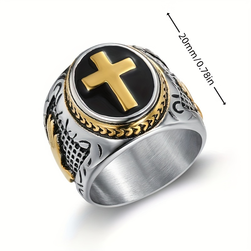 1pc 316L Stainless Steel Prayer Hand Cross Ring For Men, Party Jewelry