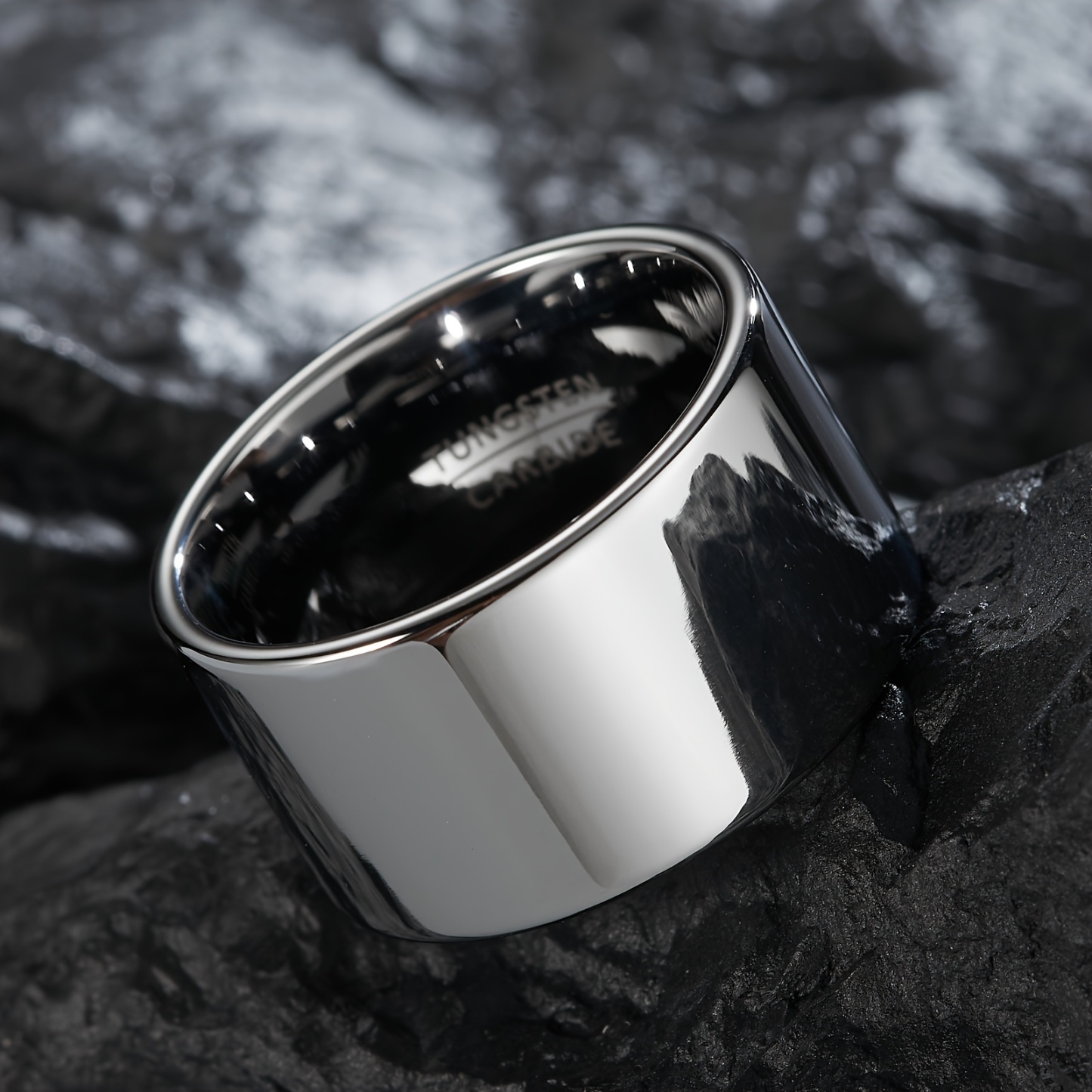 12mm Wide Mens Tungsten Steel Ring - Stylish & Durable with Bold Domineering Wrench Design - Fashion-Forward Funky Finger Accessory for Everyday Wear