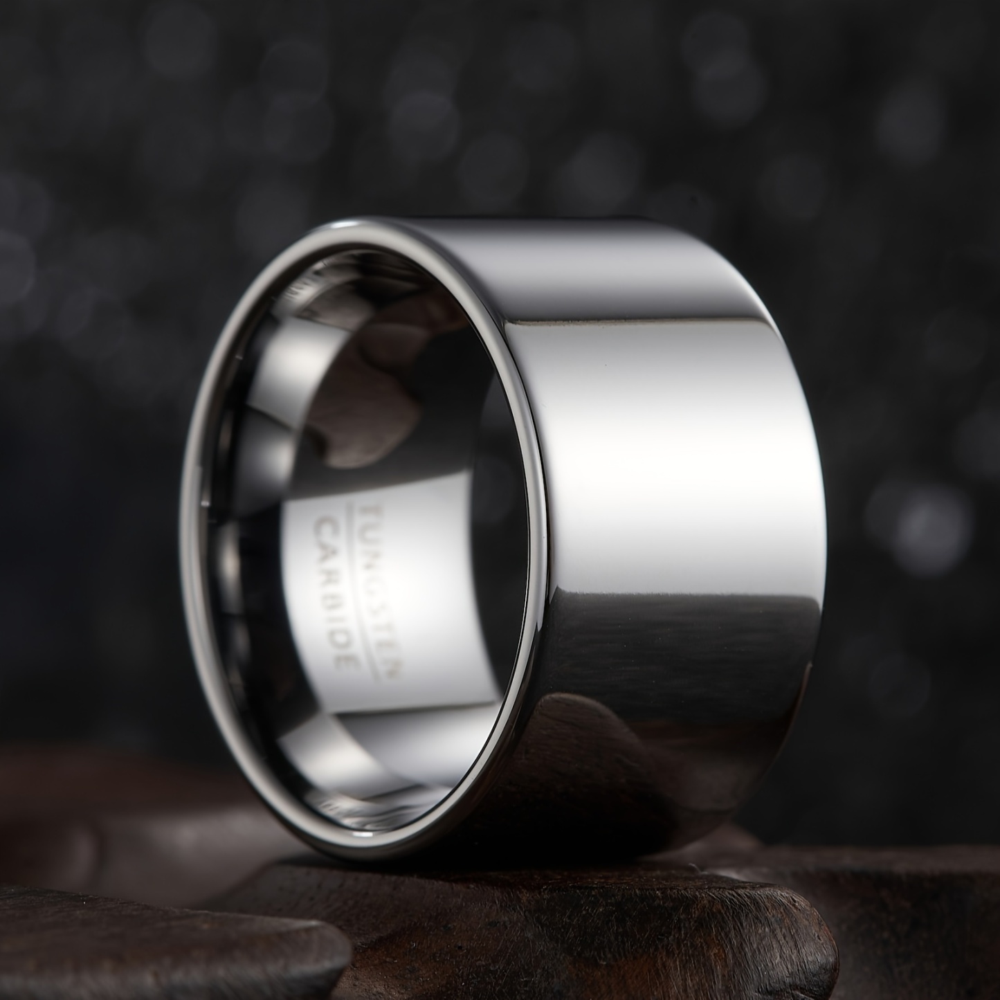 12mm Wide Mens Tungsten Steel Ring - Stylish & Durable with Bold Domineering Wrench Design - Fashion-Forward Funky Finger Accessory for Everyday Wear