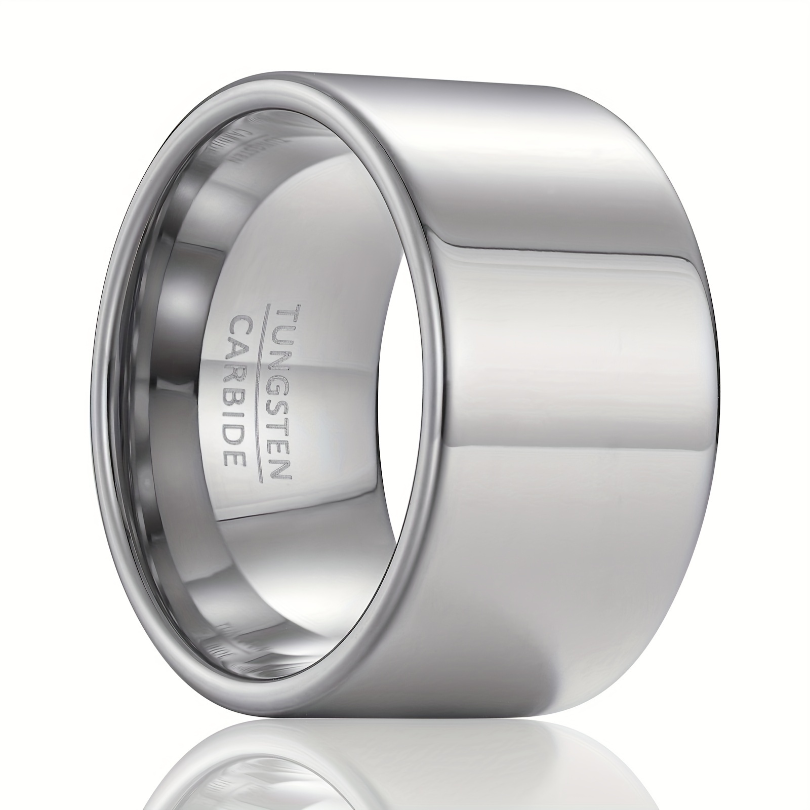 12mm Wide Mens Tungsten Steel Ring - Stylish & Durable with Bold Domineering Wrench Design - Fashion-Forward Funky Finger Accessory for Everyday Wear