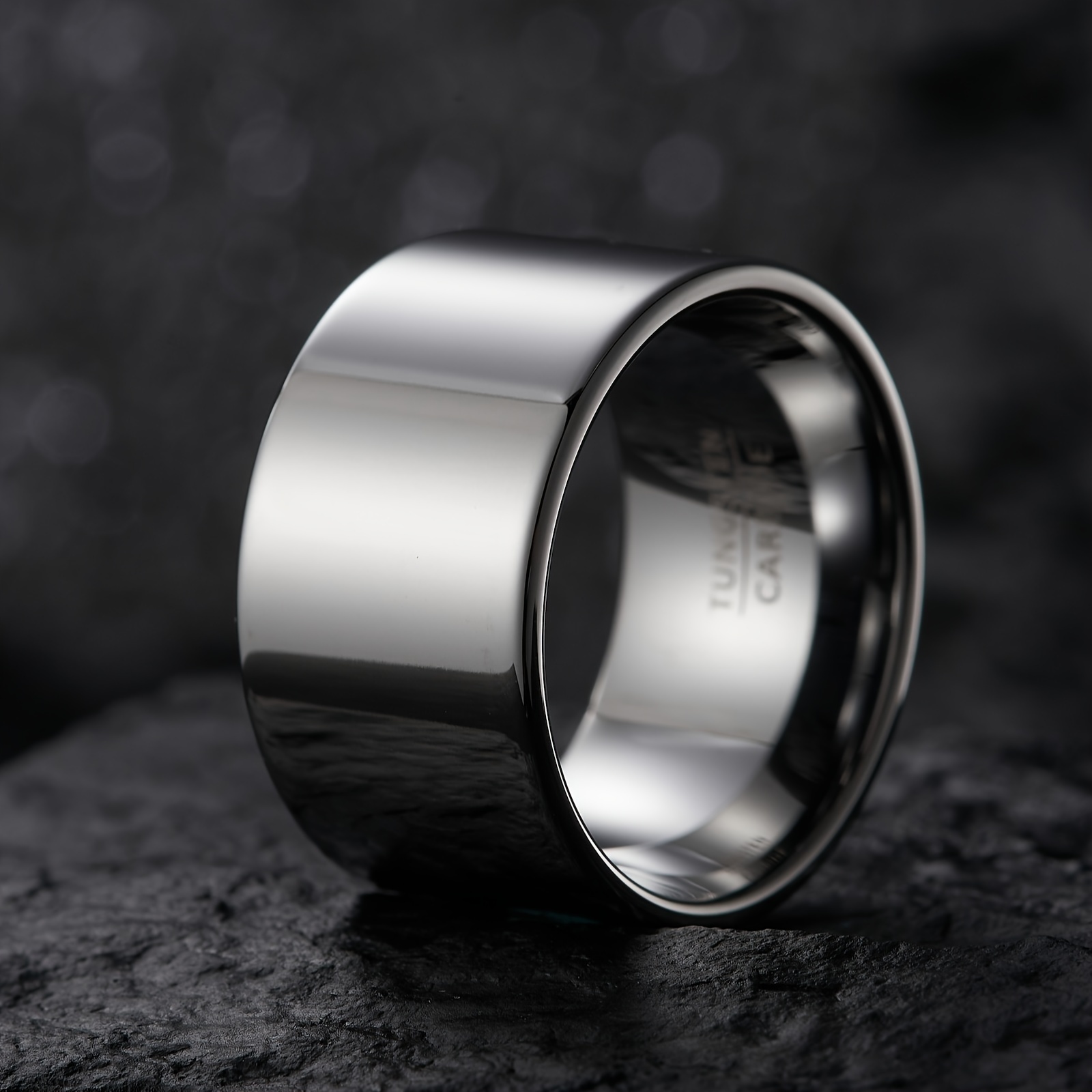 12mm Wide Mens Tungsten Steel Ring - Stylish & Durable with Bold Domineering Wrench Design - Fashion-Forward Funky Finger Accessory for Everyday Wear