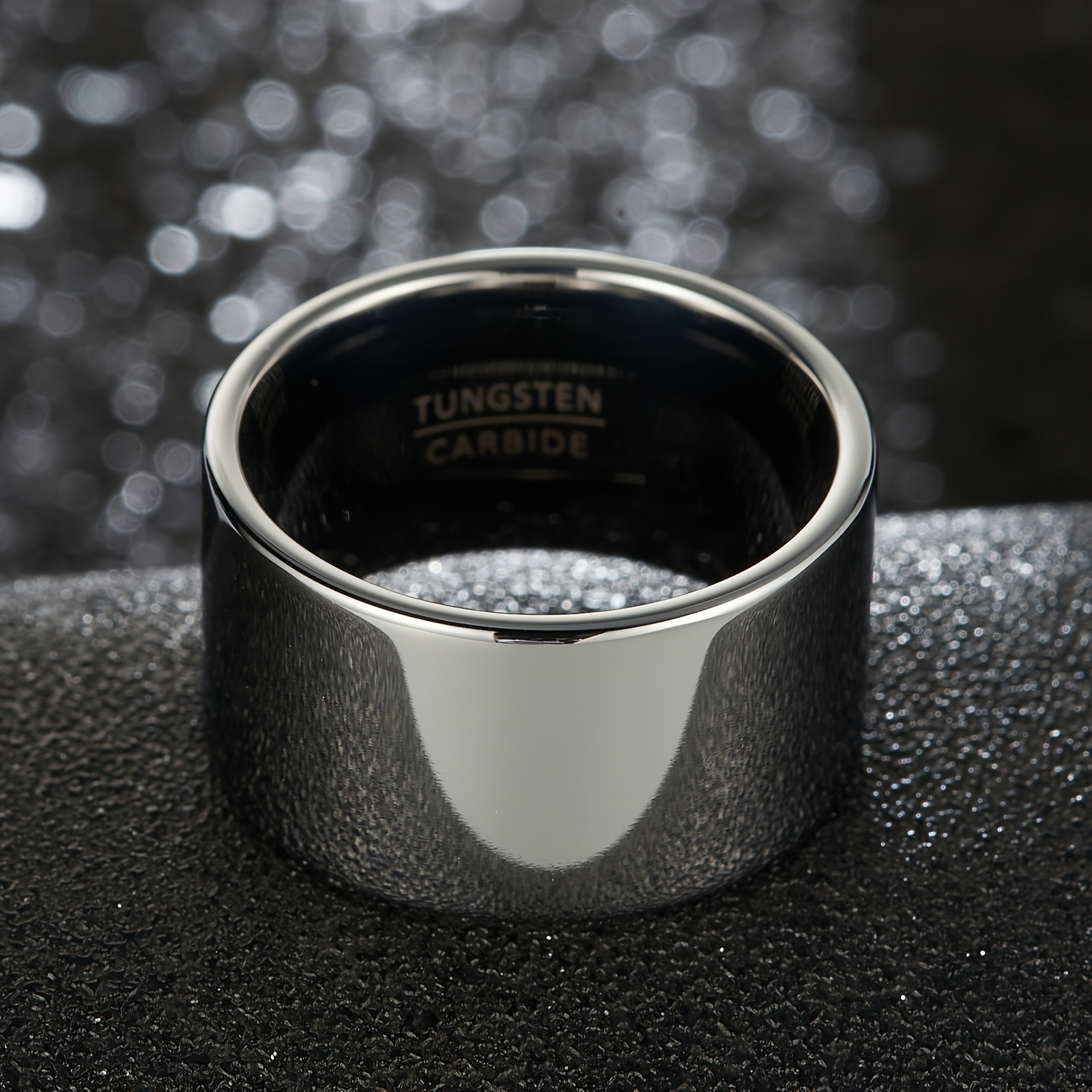 12mm Wide Mens Tungsten Steel Ring - Stylish & Durable with Bold Domineering Wrench Design - Fashion-Forward Funky Finger Accessory for Everyday Wear