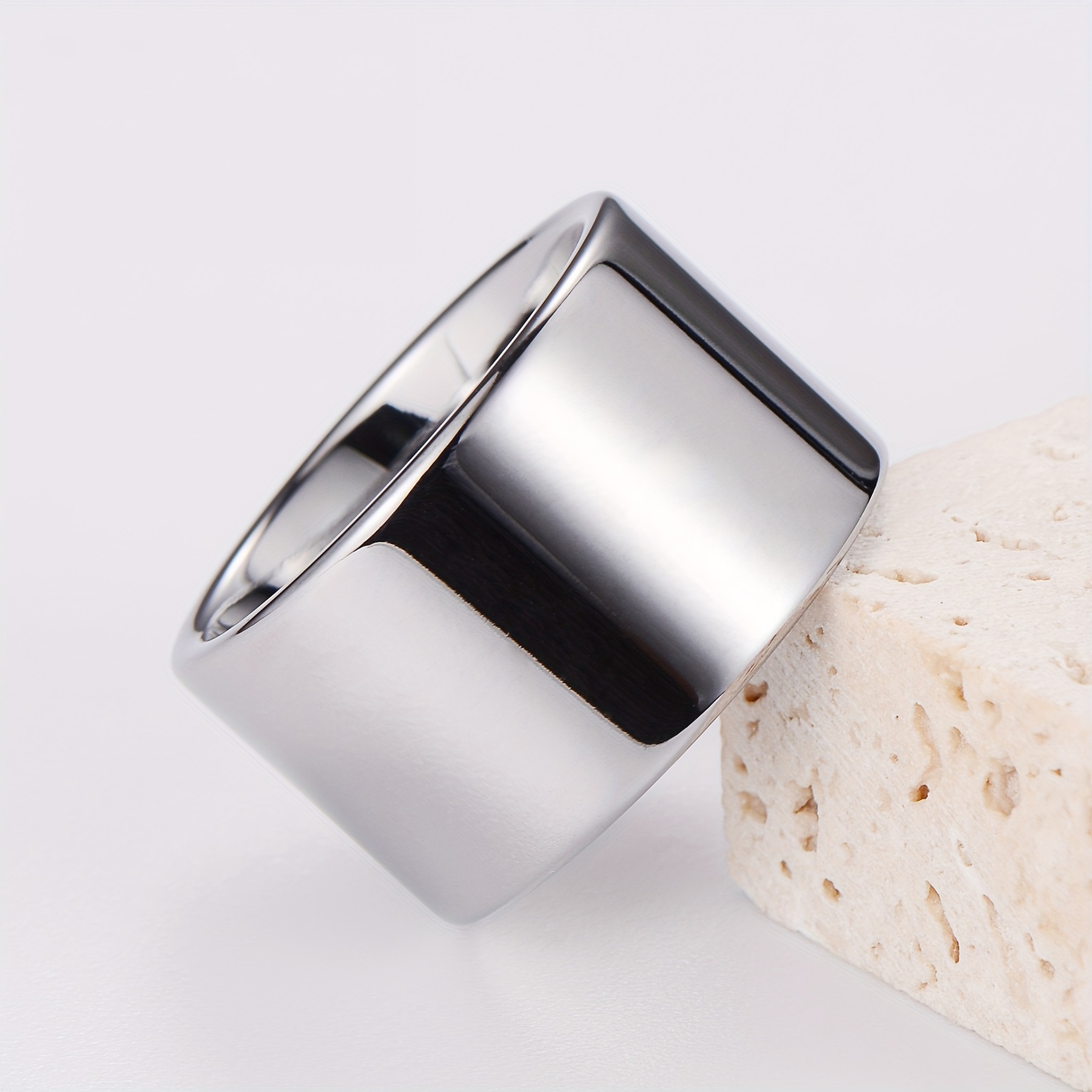 12mm Wide Mens Tungsten Steel Ring - Stylish & Durable with Bold Domineering Wrench Design - Fashion-Forward Funky Finger Accessory for Everyday Wear