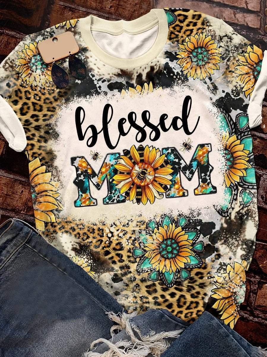 Sunflower Blessed Mom graphic tee