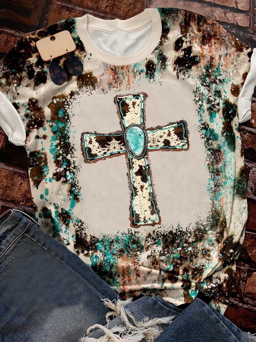 Antique Rusty Gemstone Cross graphic tee