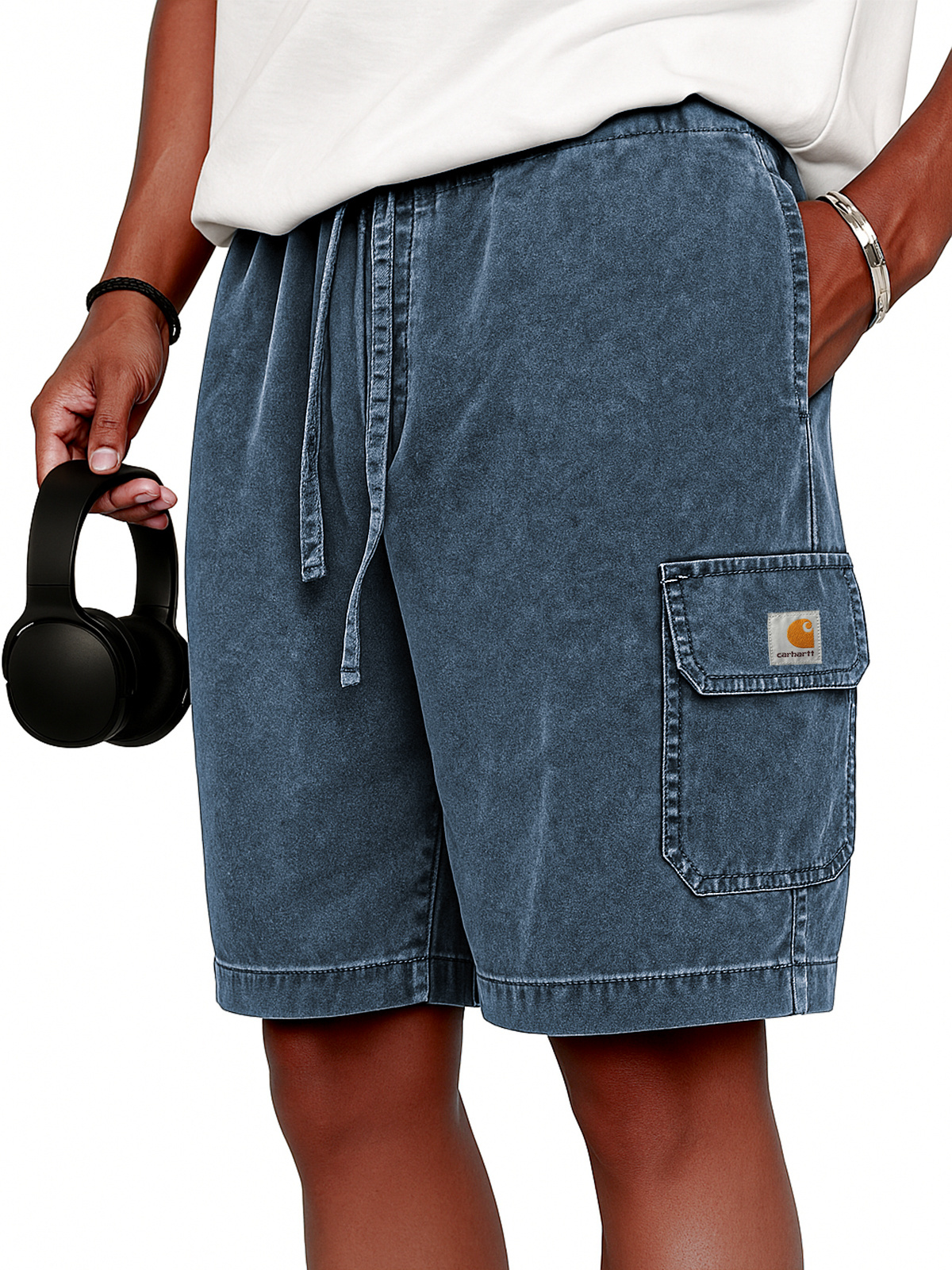 Carhartt  Men's Stylish Vintage Dyed Cargo Lace Up Practical Pockets Casual  Shorts