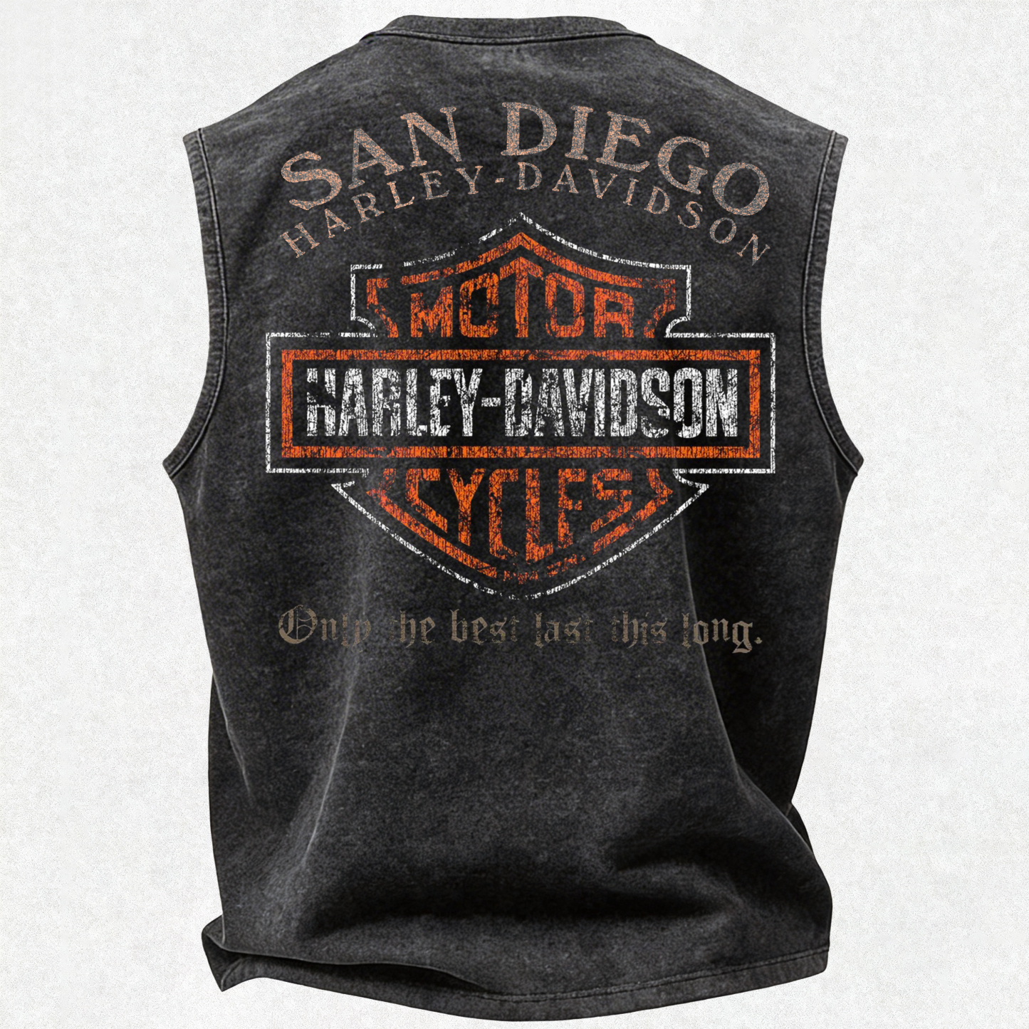  Motorcycles Printed Men's Washed Vest