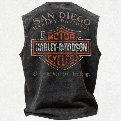  Motorcycles Printed Men's Washed Vest