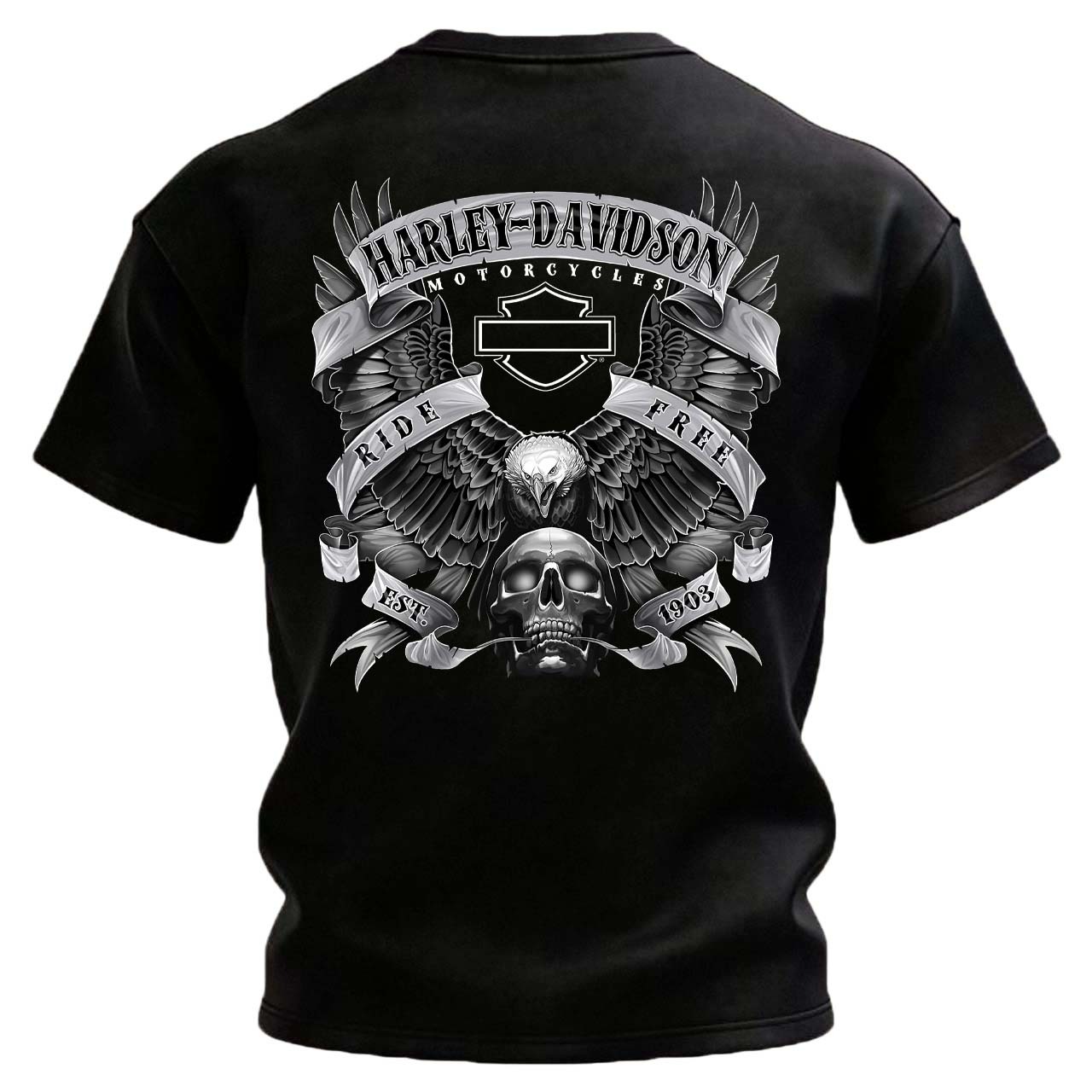 Harley Davidson Motorcycles Ride Free Printed Unisex Oversized T-shirt