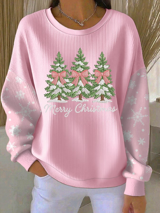 Women's Casual Christmas Textured Sweatshirt
