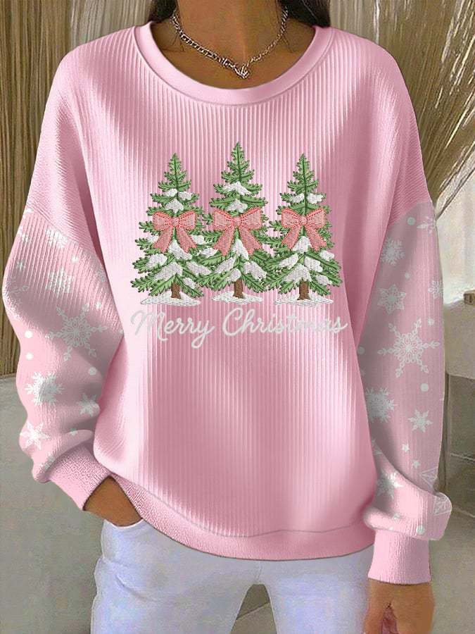 Women's Casual Christmas Textured Sweatshirt