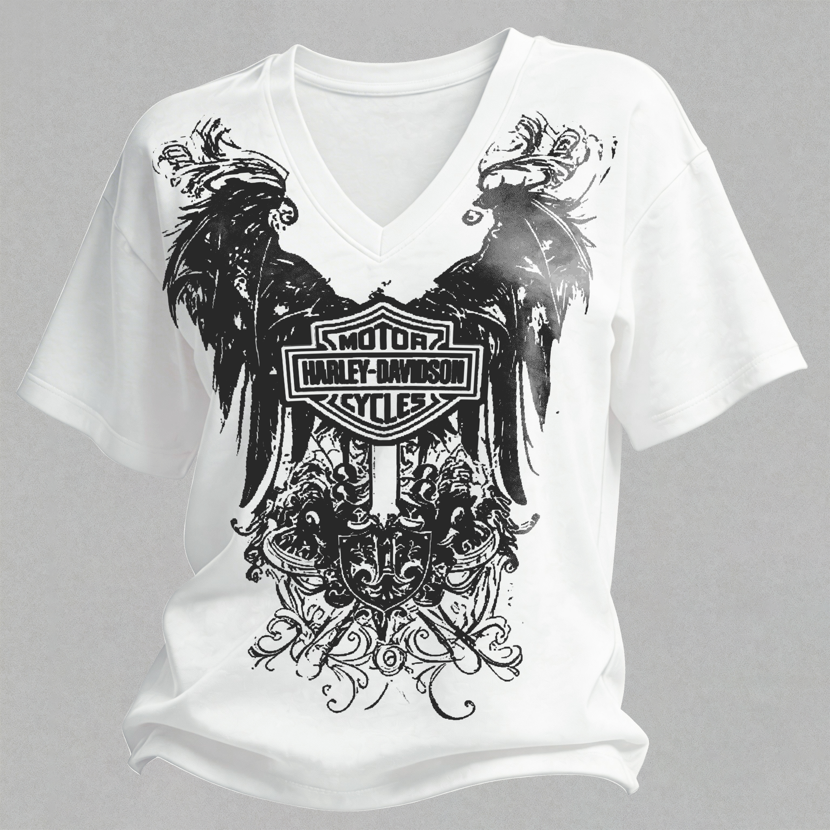  Motorcycles Printed V-Neck Women's T-shirt