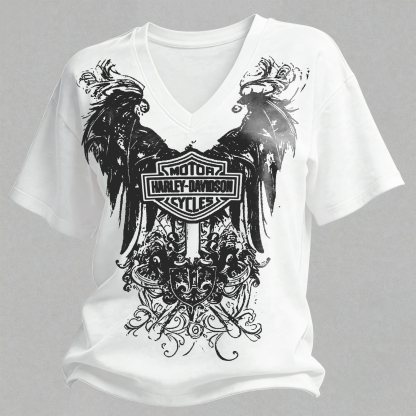  Motorcycles Printed V-Neck Women's T-shirt