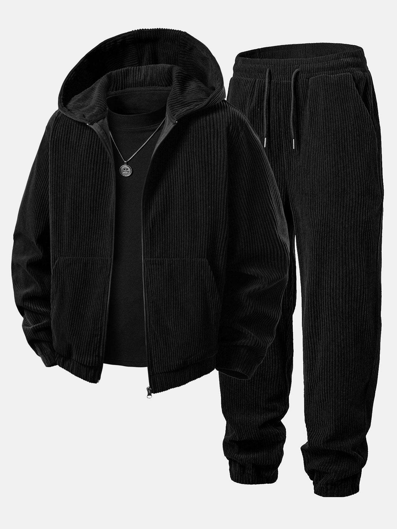 Corduroy Zip-Up Hoodie & Corduroy Jogger Pants