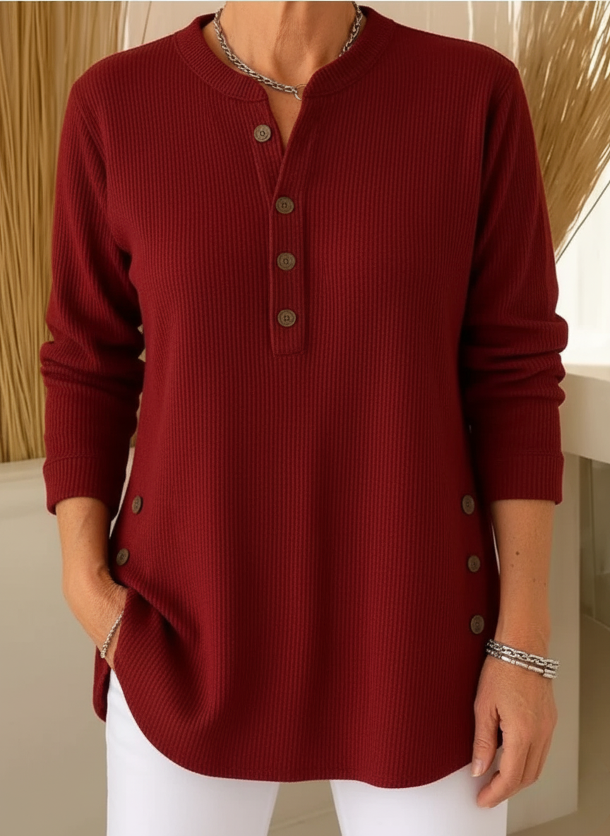 Plain Knit Long-sleeved Sweater