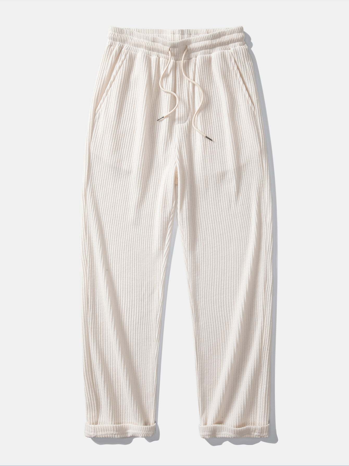 Long Sleeved Knitted Waffle Polo Shirt & Drawstring Knitted Waffle Pants