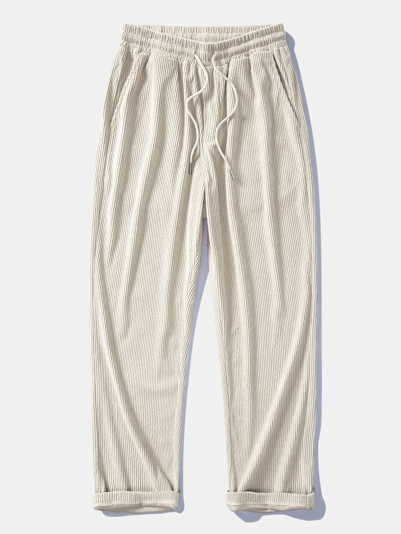 Relax Fit Long Sleeve 2 In 1 Waffle T-Shirt & Straight Leg Corduroy Pants