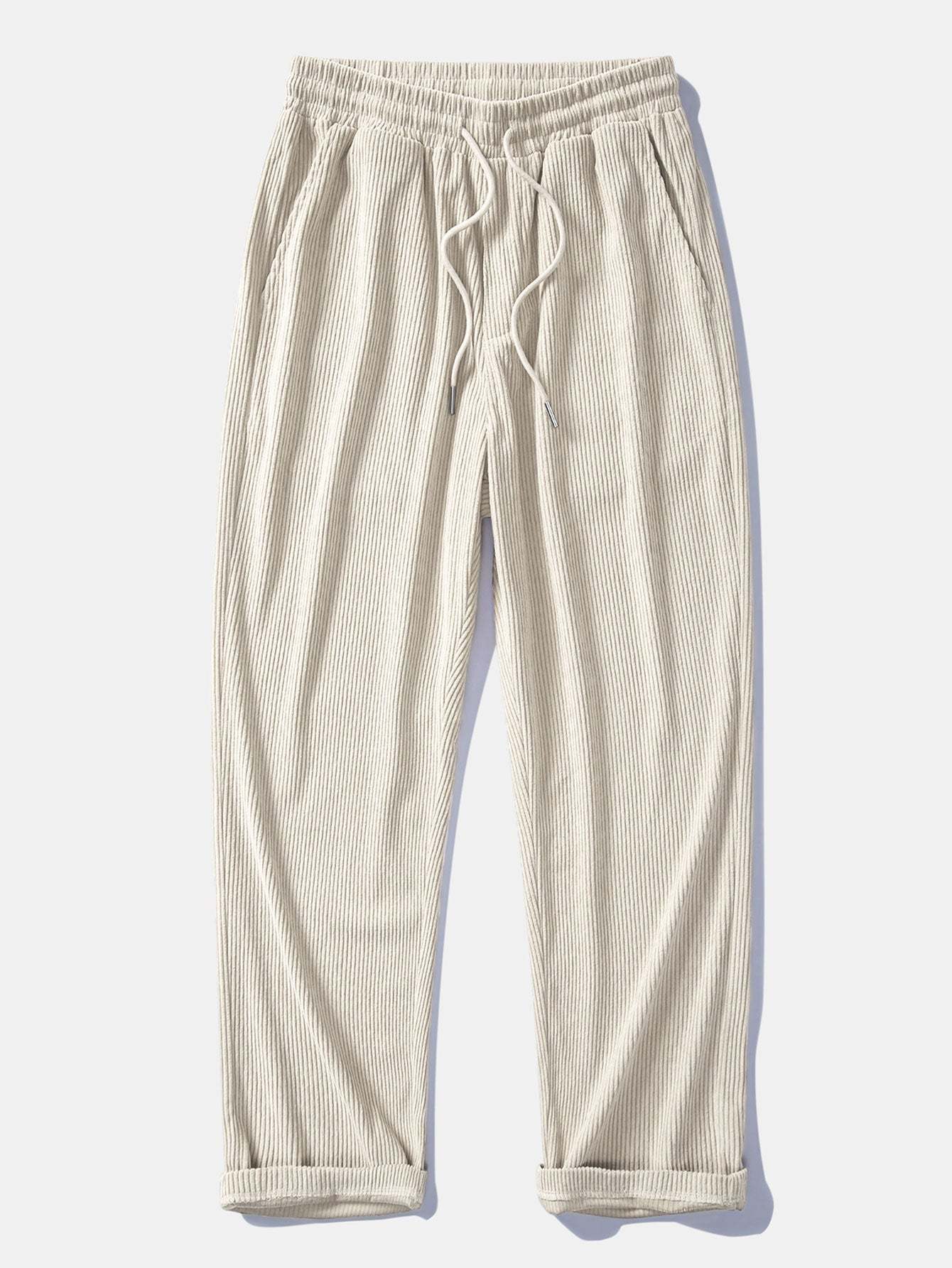 Relax Fit Long Sleeve 2 In 1 Waffle T-Shirt & Straight Leg Corduroy Pants