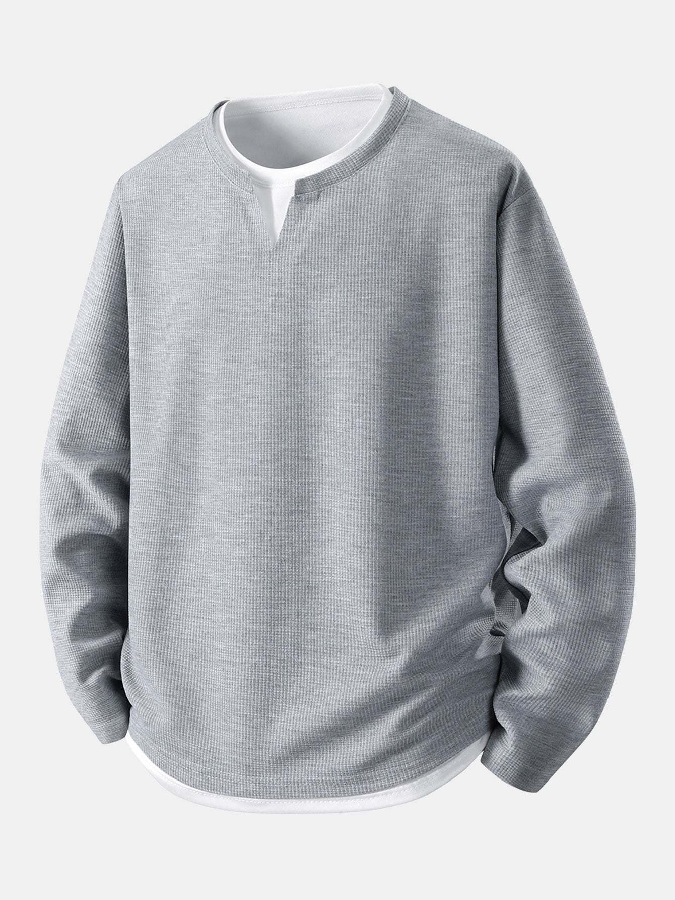 Relax Fit Long Sleeve 2 In 1 Waffle T-Shirt & Straight Leg Corduroy Pants