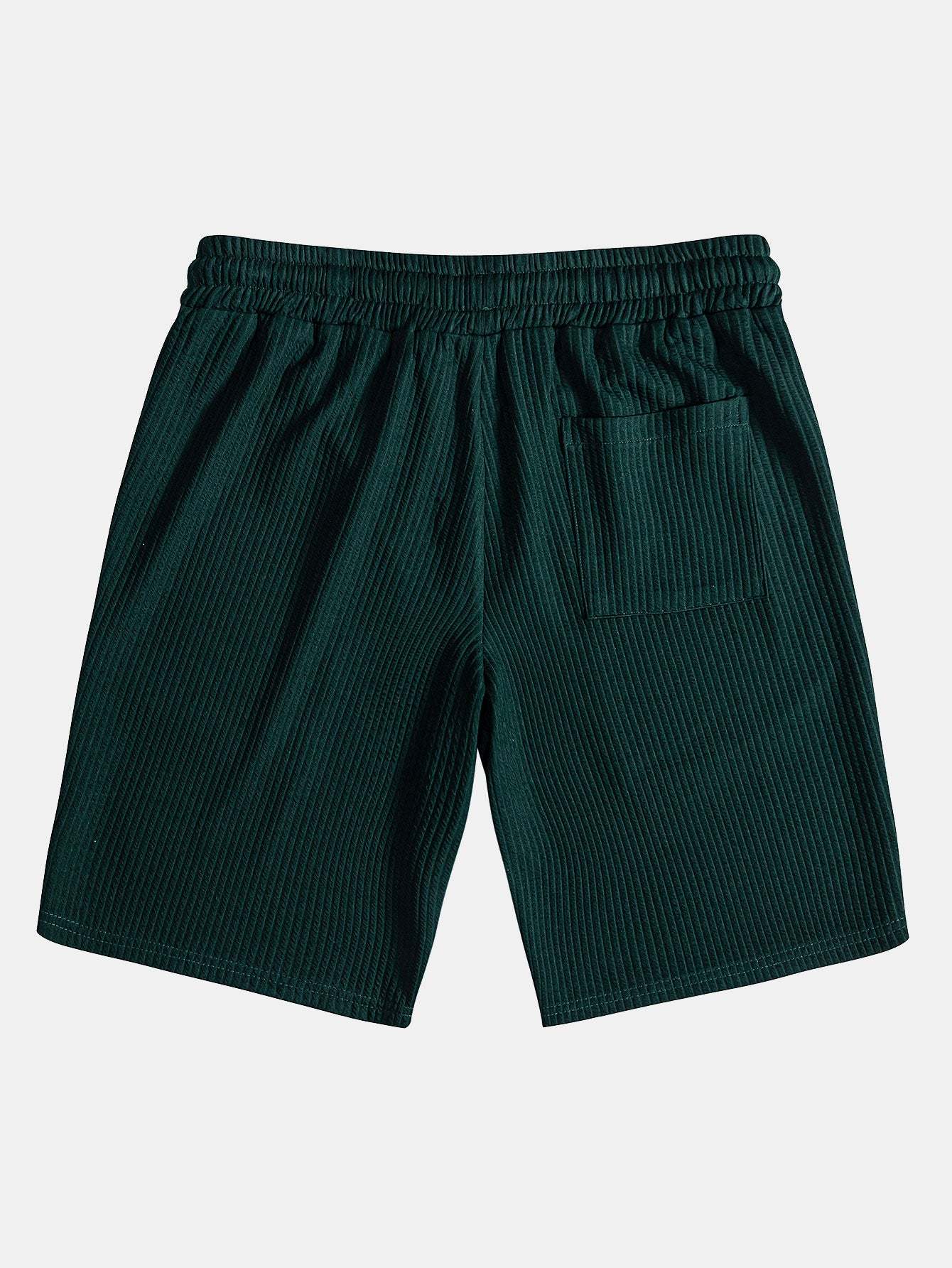 Muscle Fit Ribbed Button Up Shirt & Shorts