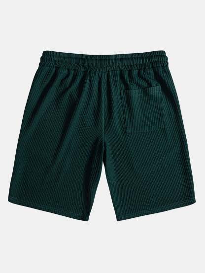 Muscle Fit Ribbed Button Up Shirt & Shorts